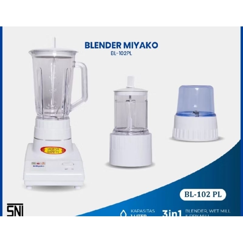 BLENDER MIYAKO 102PL / BLENDER PLASTIK MIYAKO 3IN1 BL-102PL