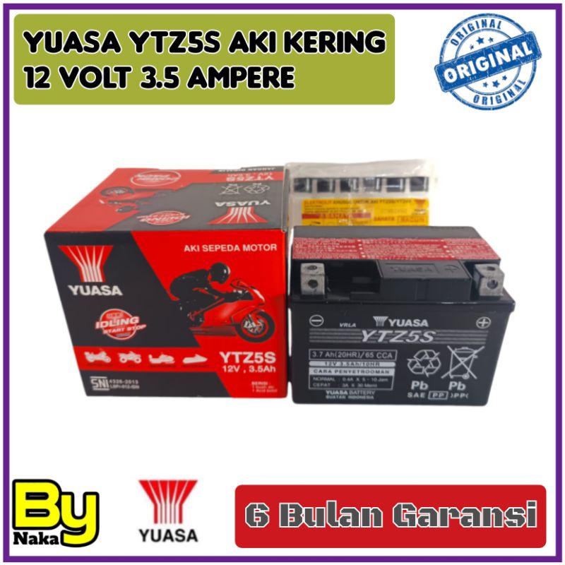 Aki motor Honda Beat fi esp karbu/Vario 110 karbu/Supra X 125/Honda Blade 110/Honda CS1 Yuasa YTZ5