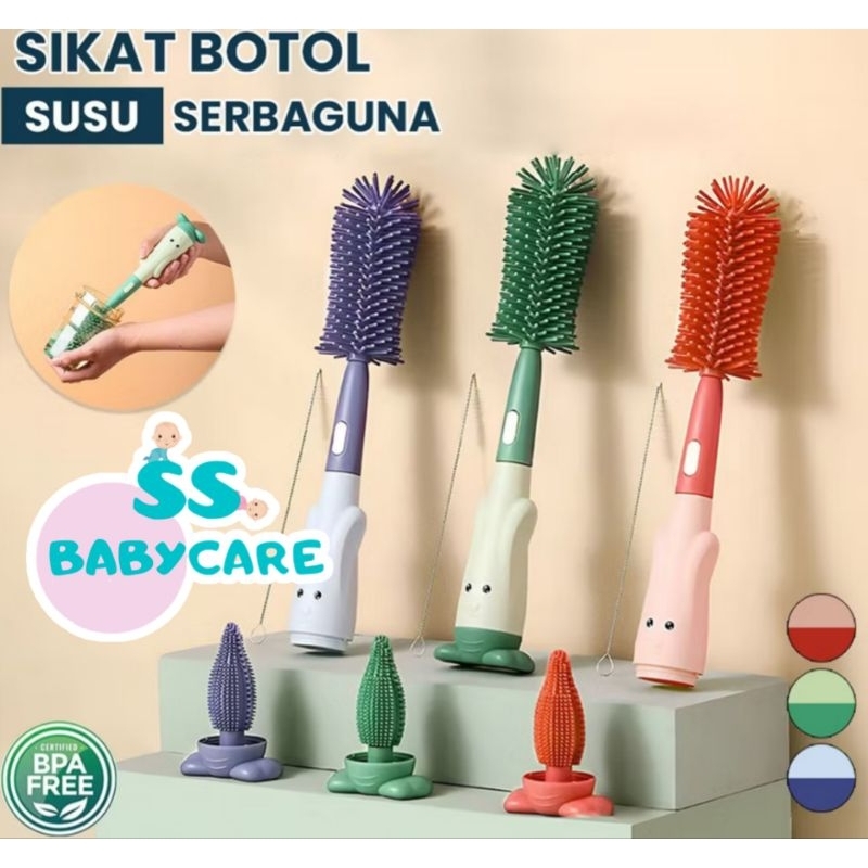 Sikat Botol Bayi Silikon 3 in 1 - Sikat Pembersih Botol Bayi