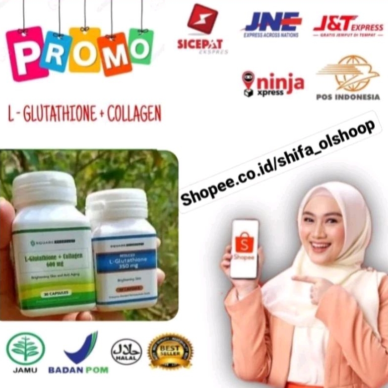 L-GLUTATHIONE paket normal 350mg & 600mg suplemen pemutih badan original