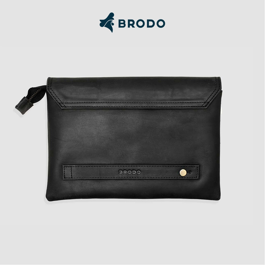 BRODO - Tas Borse Leather Clutch Black