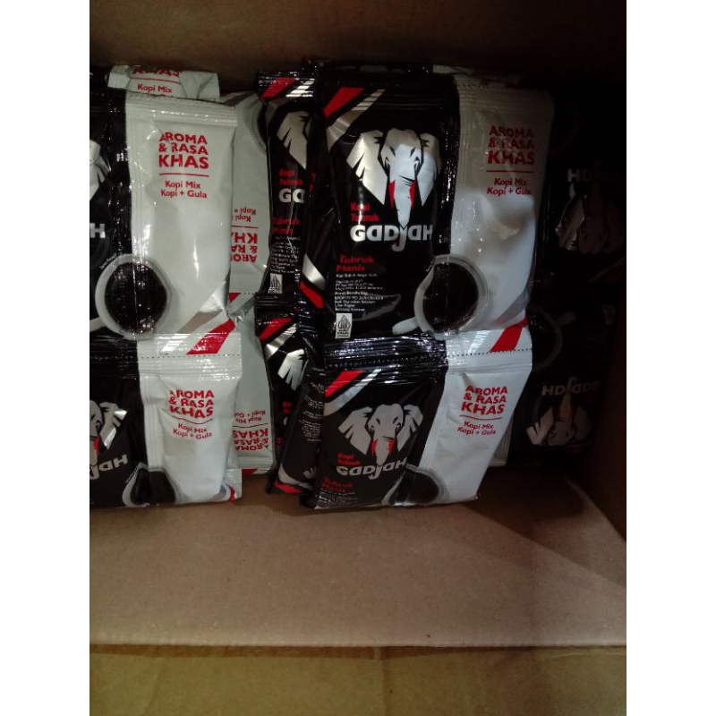 

Kopi tubruk gadjah aroma & rasa khas kopi mix+gula 1renceng isi 10pcs