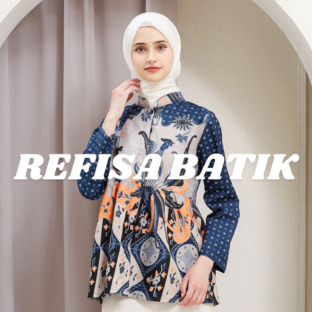 REFISA Baju Batik Wanita | Atasan Batik Wanita Kerja | Batik Kerja Size M L XL XXL