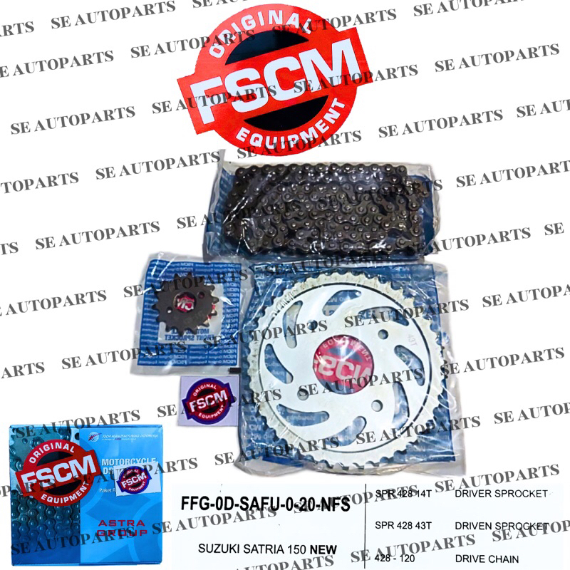 Gear Set Rantai Motor FSCM Satria Fu 150 New Astra Otopart Group