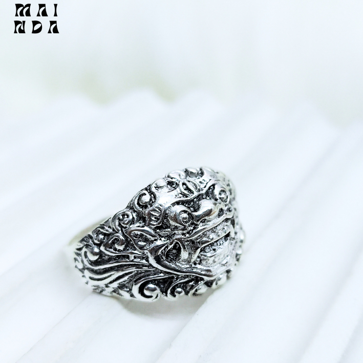 Cincin Pria Alpaka Alloy Lapis Perak Barong Bali Keren