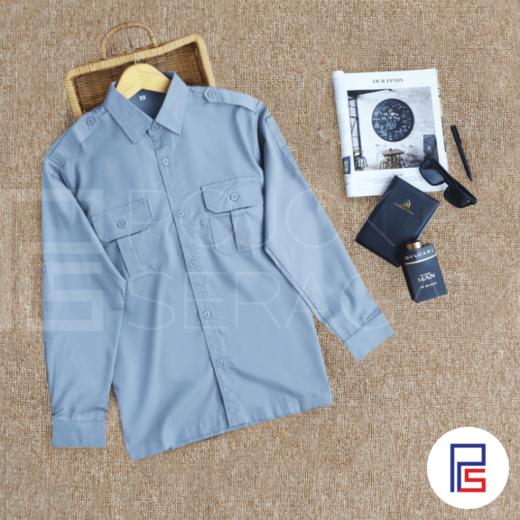 Baju Kemeja PDH | Baju Seragam PDH | Baju ASN | Seragam Pemda | PDH Biru Muda Lengan Panjang