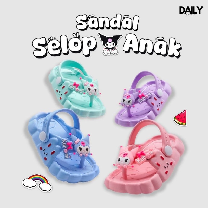0045, sandal hilos, sandal hilos anak, sandal. hilos anak. kuromi, sandal hilos anak cewek, sandal h