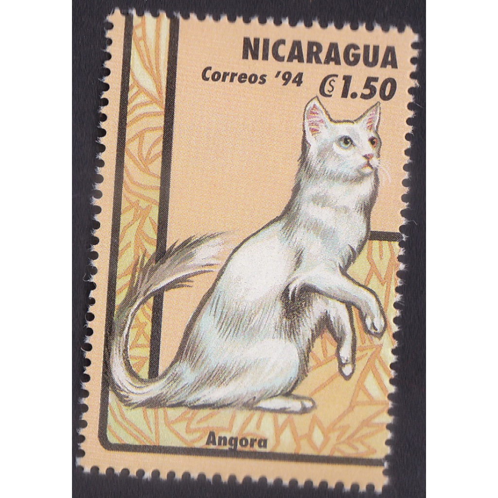 

A 11164 SATU BUAH PRANGKO NICARAGUA NOMINAL 1.50 CENTAVOS TEMA SATWA KUCING ANGORA DENGAN KONDISI MNH MINT NEVER HINGED