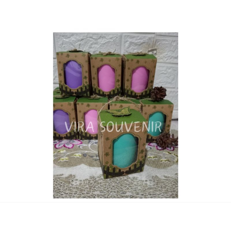 Souvenir pernikahan gelas box kardus gratis kartu ucapan