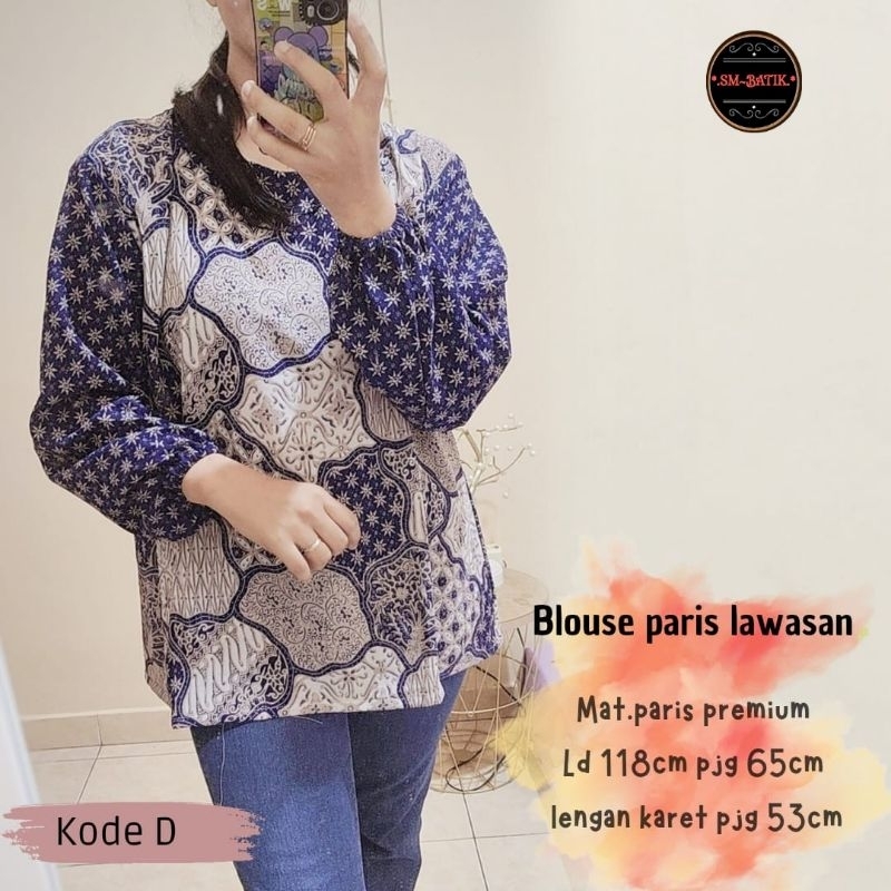 BLUS BATIK,BLUS BIRU,BATIK PARIS,BLUS TERBARU,BATIKKUMURAH