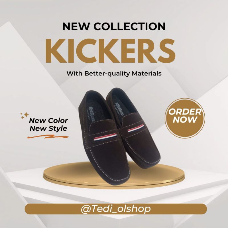 sepatu Kickers slip on pria sepatu slip on casual