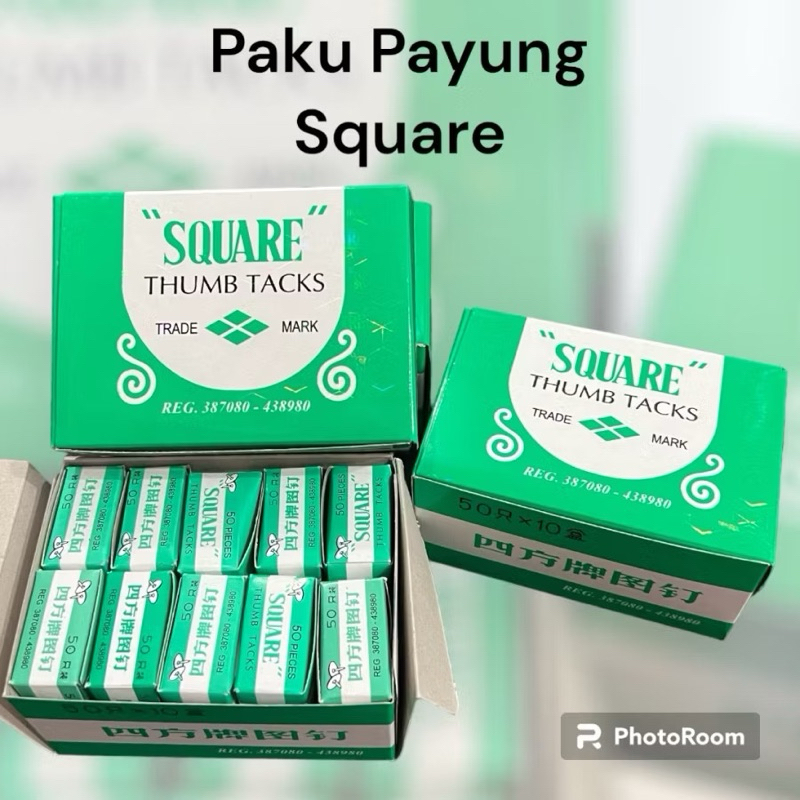 

Paku Payung / Thumb Tacks Square 1 Kotak Isi 10 Box kecil