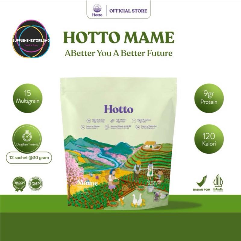 

(Bisa Gosend) HOTTO MAME 1 Pouch 12 Sachet Hotto Purto Superfood Oat Whey Protein Multigrain Hotto Edamame Meal Replacement Pengganti Sarapan GERD HALAL BPOM