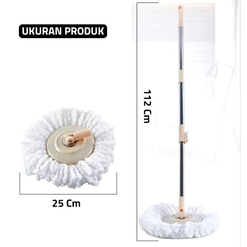 Alat Pel Lantai Tongkat Pel Portabel / Kain Pel Set Stick Set With Headmop / Pel Spin Mop Tongkat / 