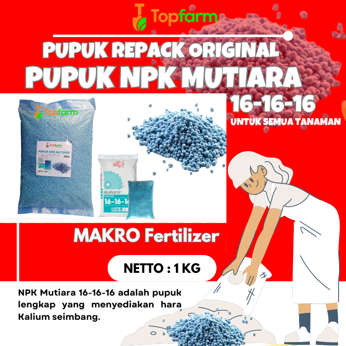 Pupuk Npk 161616 Kemasan 1 Kg / Pupuk Npk Mutiara 1 Kg 161616 / Pupuk Npk Penyubur Tanaman / Pupuk N