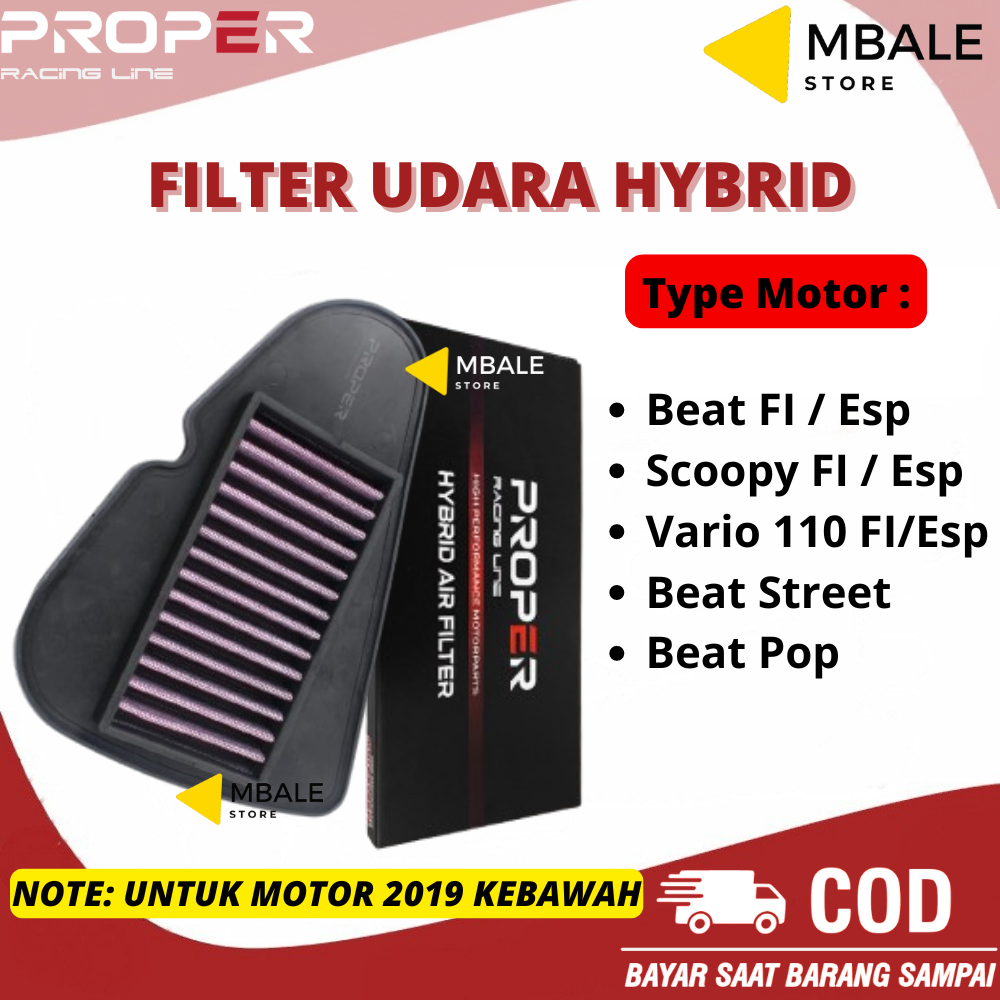Filter Udara Proper Racing Line Beat FI, Beat Esp, Beat Pop, Beat Street Original Proper Hybrid Air 