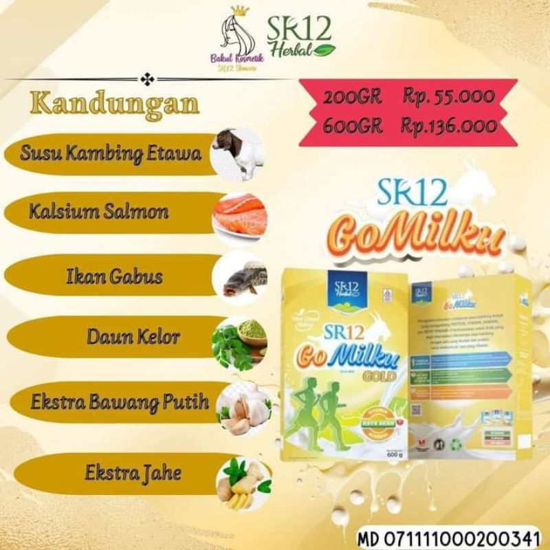 

SR12 SUSU KAMBING ETAWA GOMILKU GOLD/0% KOLESTROL 0% GULA