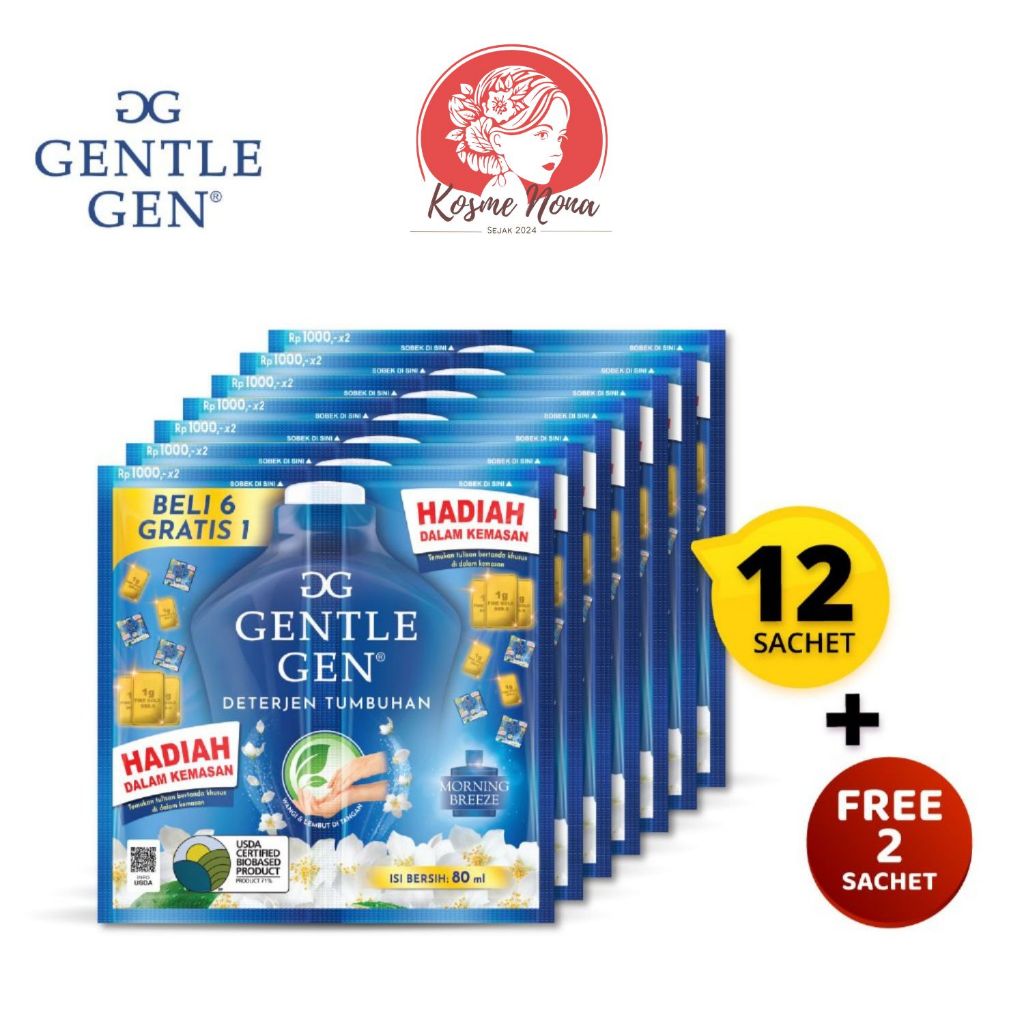 DETERJEN GENTLE GEN ISI 12 FREE 2 PCS LIQUID DETERJEN DETERJEN CAIR