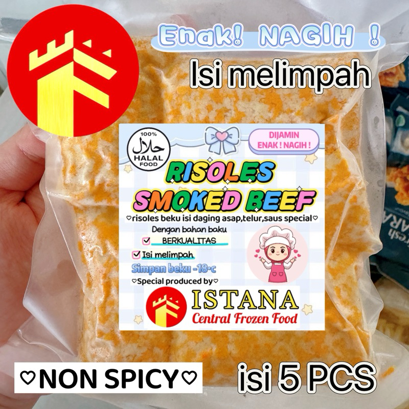 

RISOLES SMOKED BEEF TELUR ORIGINAL PEDAS ISI 5 PCS ISTANA RISOLES DAGING SAPI ASAP ISTANA 5 PCS RISOLES BEKU FROZEN