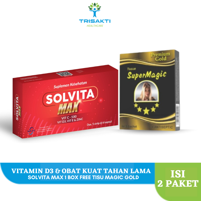 Tissue Magic Man Premium Gold 3 Pcs & Solvita Max Vitamin C D E ,1 Box isi 30 Kapsul