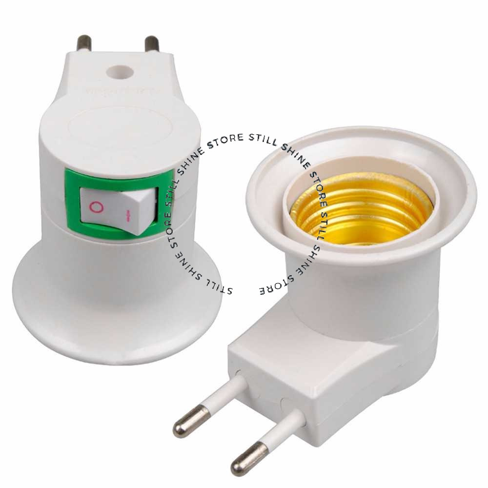 Fitting Pitingan Tempat Dudukan Lampu Bohlam LED Colokan Stop Kontak Listrik Switch On Off Portabel