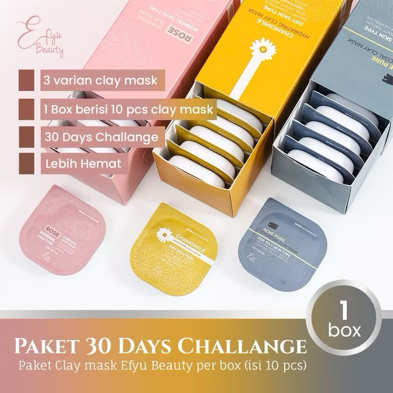 [BISA COD] 1box isi 10pcs Clay Mask Masker Wajah Efyu Beauty