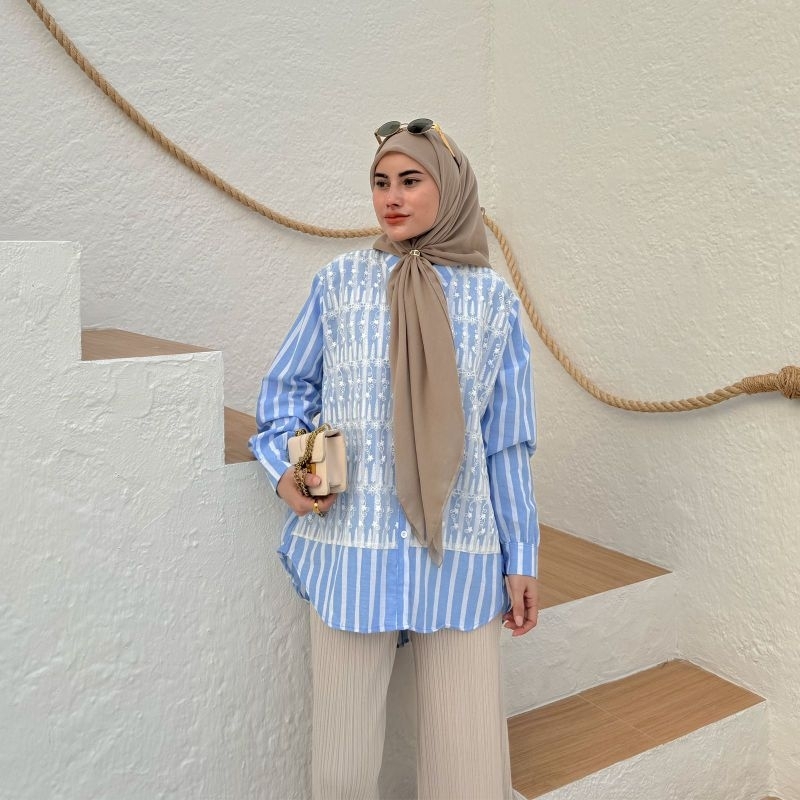 Kemeja Brukat LEBARAN - BLOUSE KONDANGAN |Kemeja mix brukat Kondangan|Brukat shirt