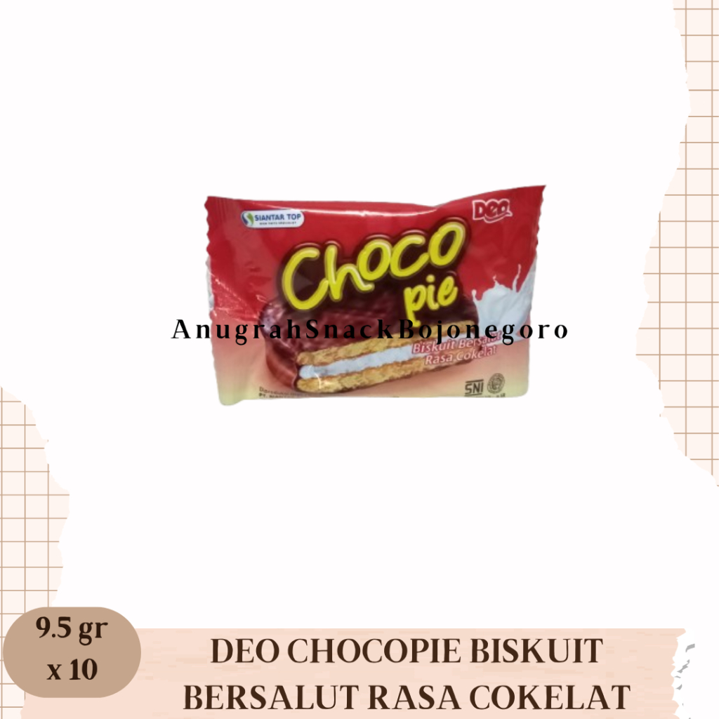 

Deo Chocopie Biskuit Bersalut Rasa Cokelat Renceng 9.5gr x 10