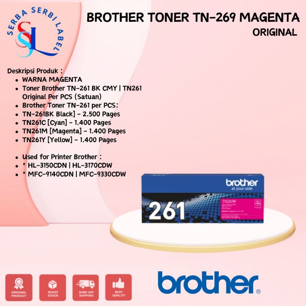 BROTHER Toner TN-261M | TN261M | TN261 M Original Magenta