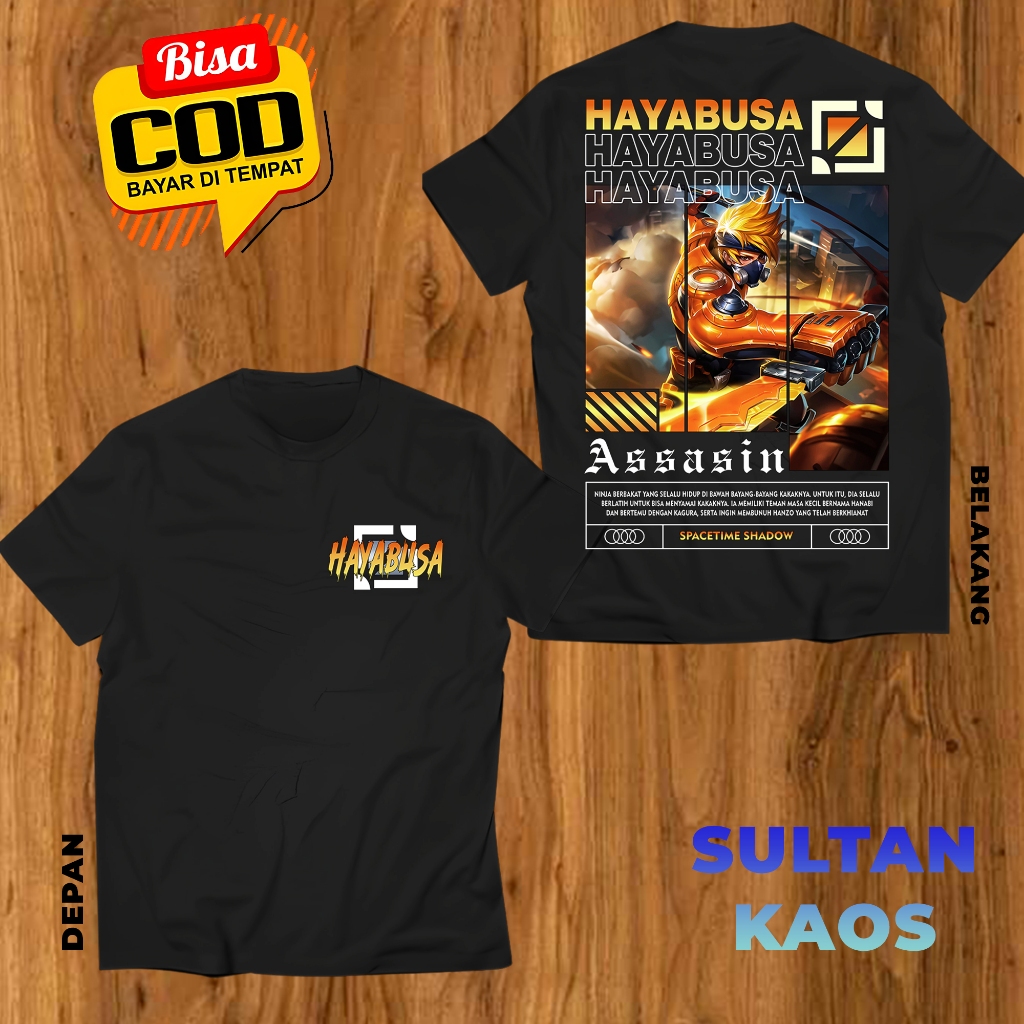KAOS DEWASA GAME MOBA HAYABUSA SPACETIME SHADOW BAJU ML HAYABUSA ASSASIN TSHIRT MLBB BISA REQUEST SK