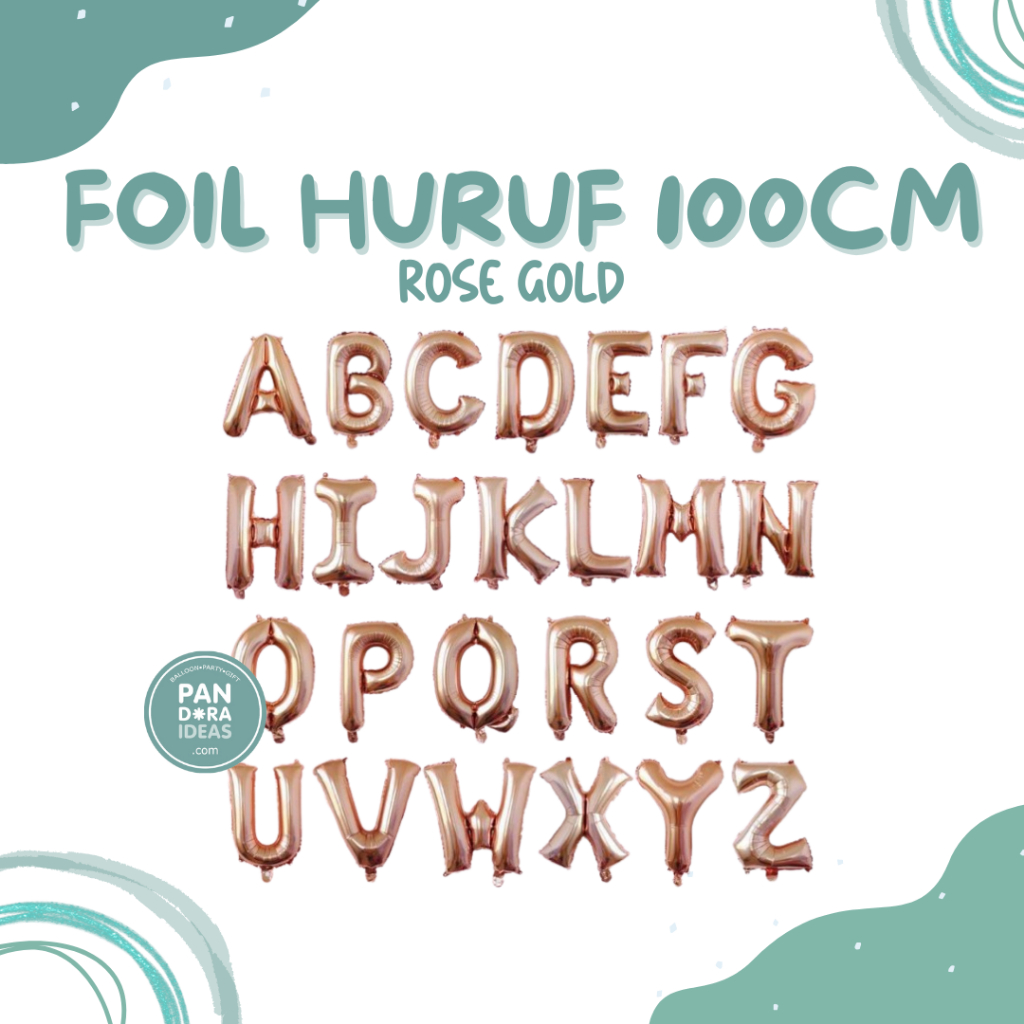 Balon Foil Huruf Rosegold Jumbo Besar 100cm | Foil Balloon Alphabet Jumbo