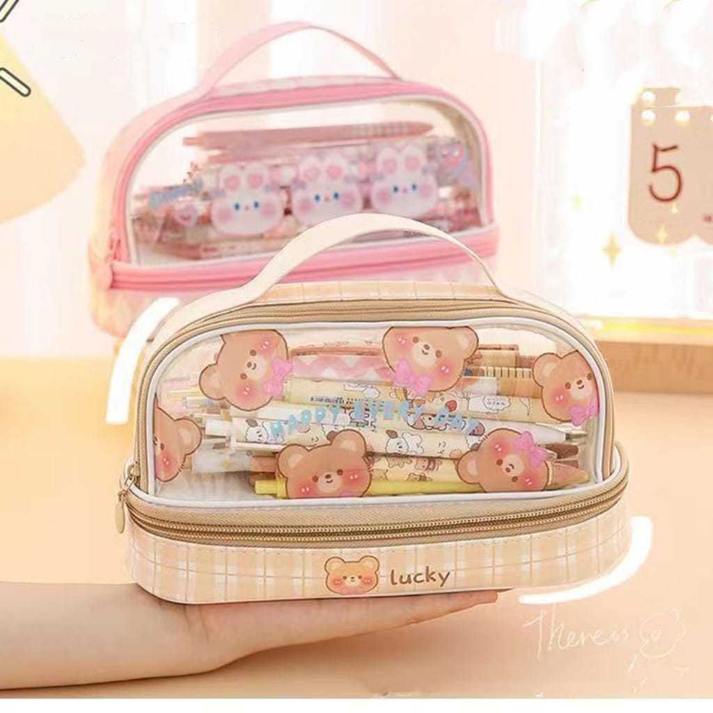 

YEN KP195 - TEMPAT PENSIL KOTAK PENSIL TRANSPARAN PVC PENCIL CASE STATIONARY TAS PENSIL SEKOLAH LUCU
