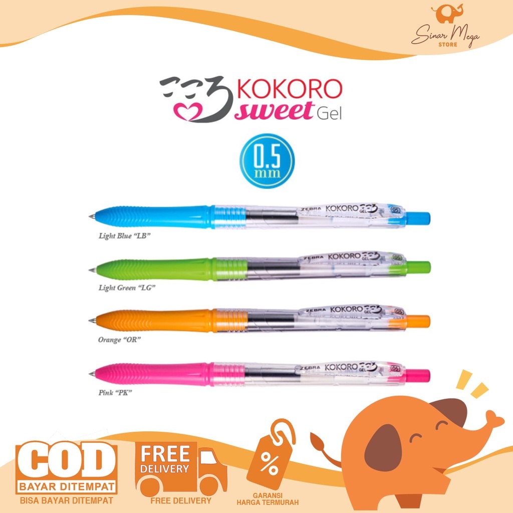 

Zebra Kokoro SWEET Gel Pen Pulpen Gel 0,5mm Tinta Hitam Pulpen Gel Kokoro Casing Warna Satuan