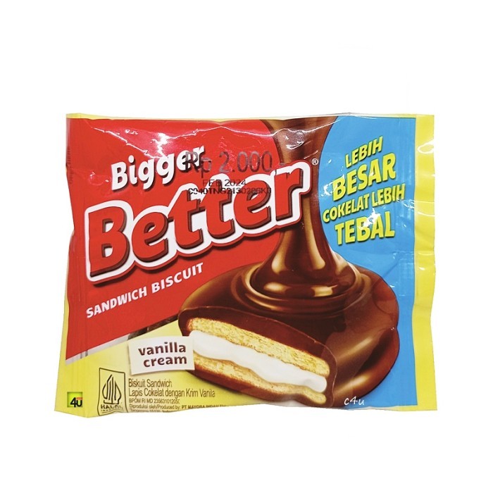 

BETTER BISCUIT 27gr CHOCOLATE VANILA CREAM SANDWICH COKELAT BIGGER - BETTER