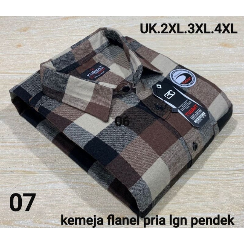 BAJU KEMEJA FLANEL PRIA LENGAN PENDEK EMBANO UKJUMBO/BESAR .XXL.XXXL.XXXXL
