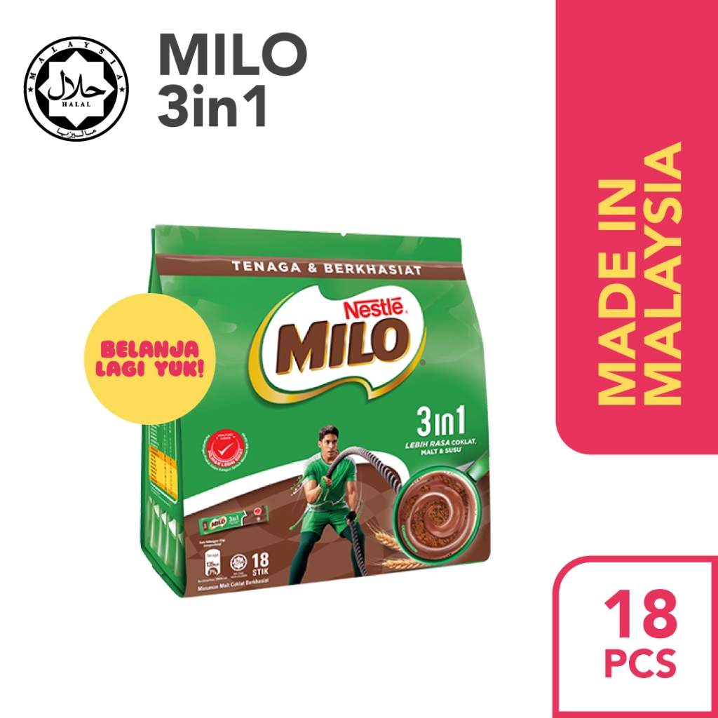 

NESTLE MILO 3in1 Malaysia Susu Bubuk Coklat Original Malaysia bukan MILO Singapore (18pcs)