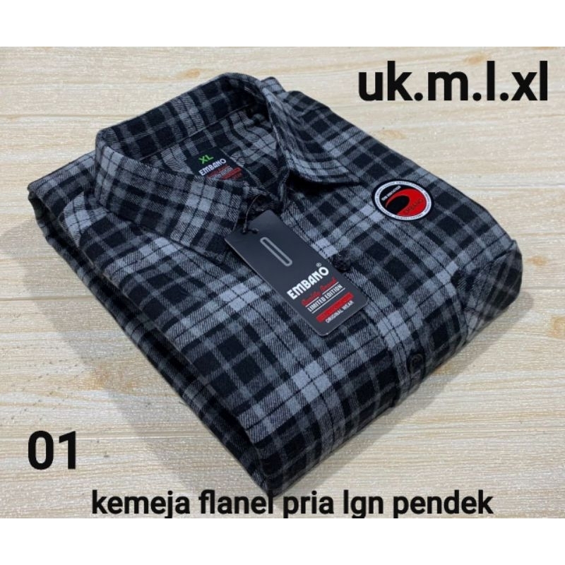BAJU KEMEJA FLANEL PRIA EMBANO LENGAN PENDEK UK M.L.XL