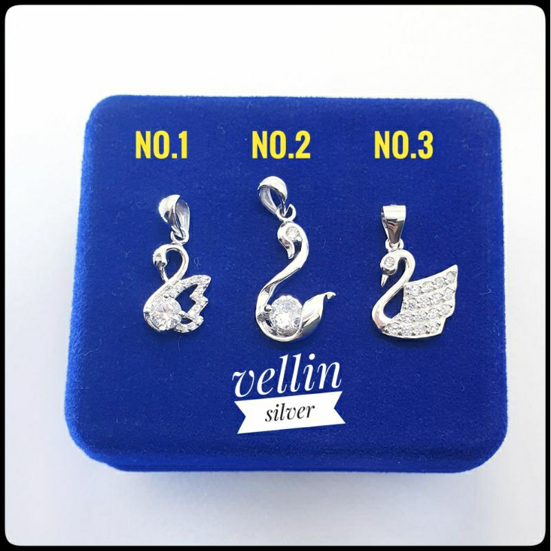 Liontin Perak 925 Asli Lapis Emas Putih - Liontin Angsa Silver 925 Antikarat