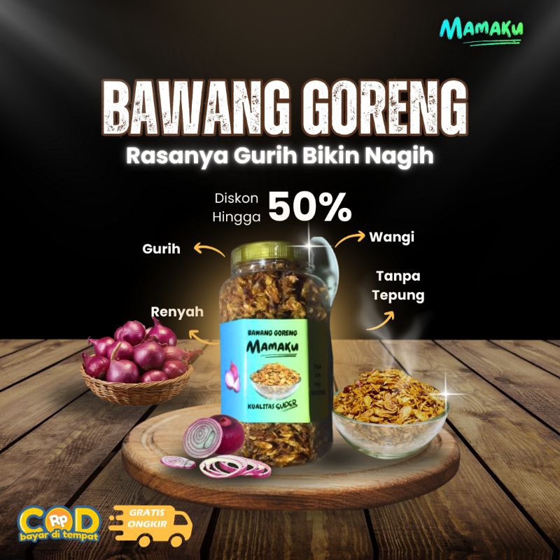 

[COD]Mamaku Bawang Goreng Original 200gr Renyah Gurih Wangi Tanpa Tepung Kualitas Super