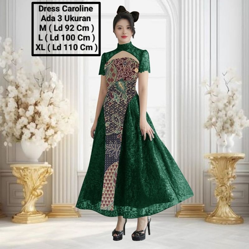 Dress Batik Modern Elegant Premium Cocok Untuk Pesta,Kondangan,Natal/Dress Caroline Batik Size M-L-X
