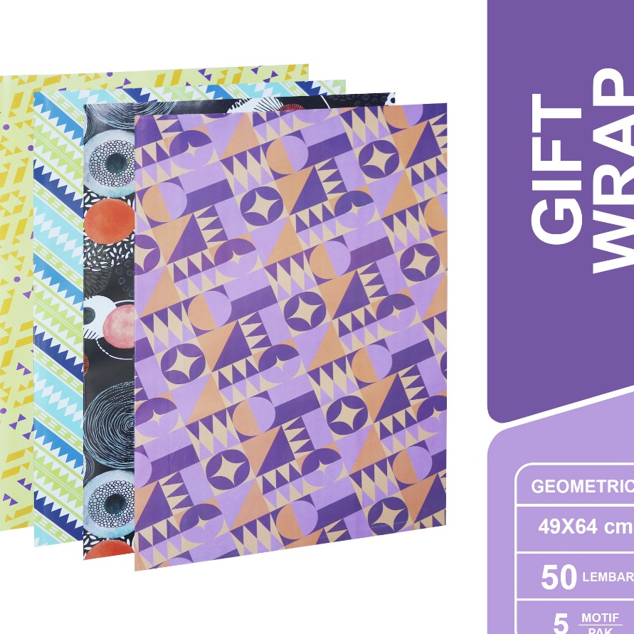 

BARANG TERUPDATE SIDU Kertas Kado Glossy Motif Geometri Geometry Gift Wrap 1 Pack isi 5 Lembar SDU GW K GEO AP