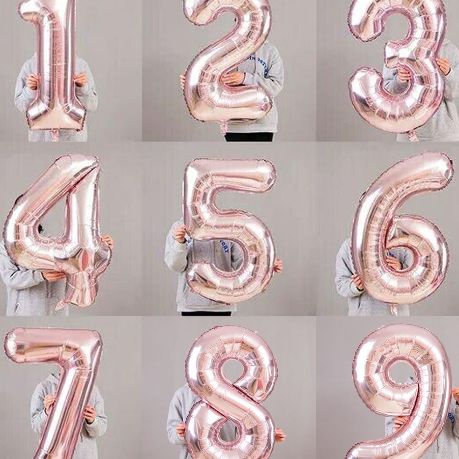 NEWPRODUCT Balon Foil Angka 1cm Rose Gold