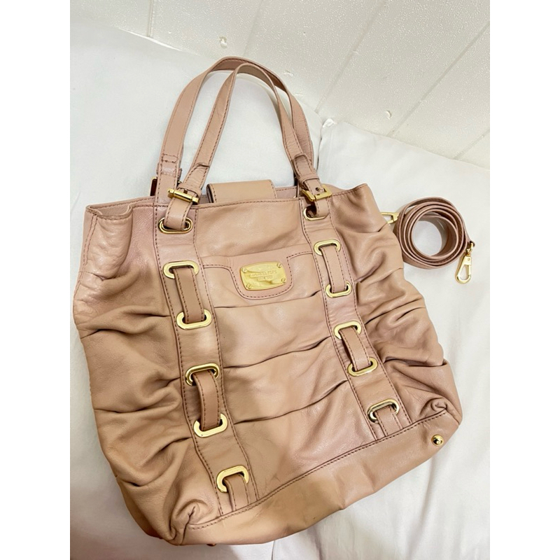 Preloved REPRICE ‼️ Michael Kors MK Tote Baby Pink Tas Top Handle/ Sling/ Shoulder Bag GHW Branded O