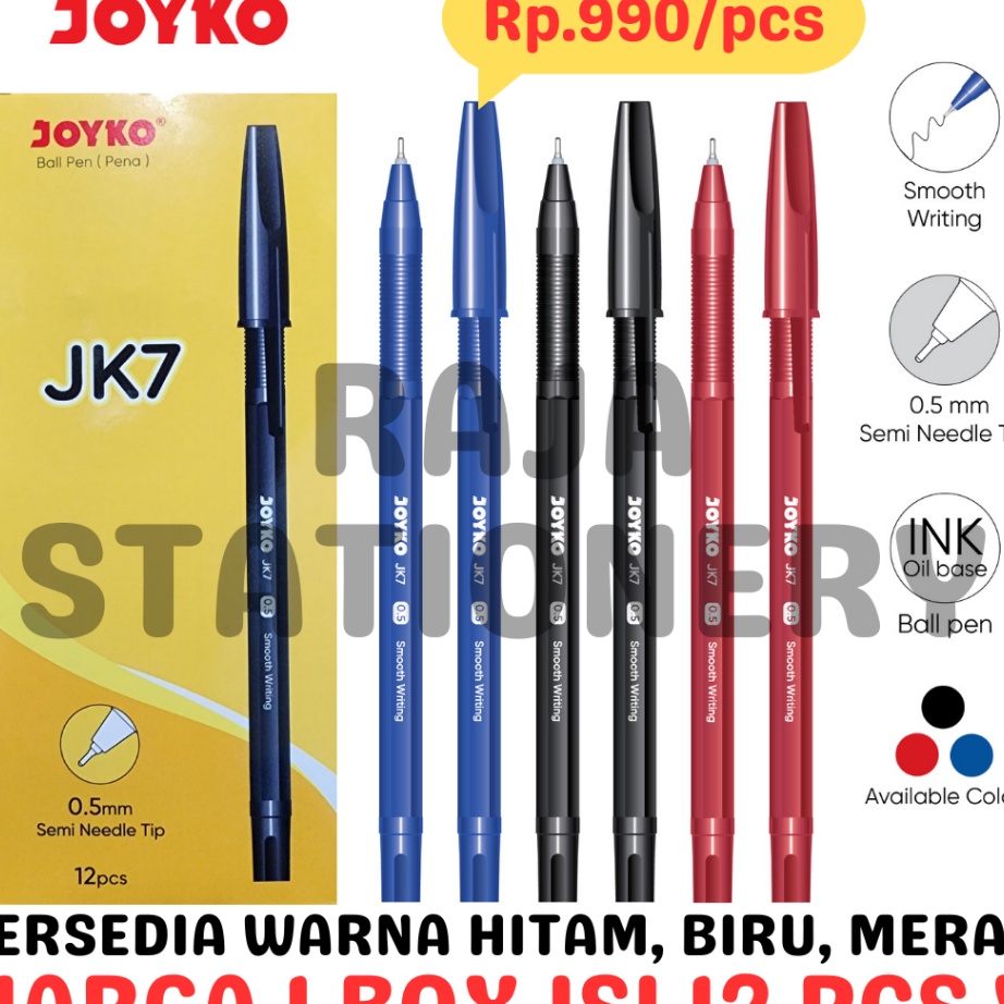 

MURAH MERIAH BALL PEN BLACK BLUE RED JK7 PENA PULPEN JK7 HITAM BIRU MERAH JK7 LUSIN BOX 12PCS
