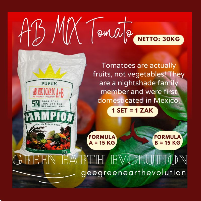 Farmpion AB Mix Tomato Pupuk Tomat Pupuk Vegetatif Pupuk Generatif (30 Kg)