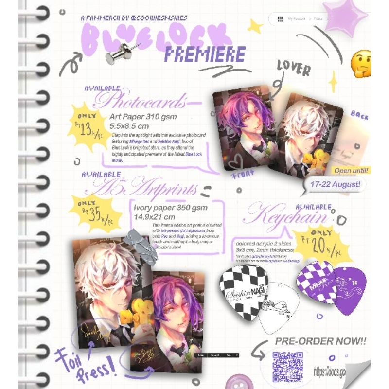 READY STOCK [PHOTOCARD] BLUELOCK PREMIERE REO MIKAGE NAGI SEISHIRO ❕