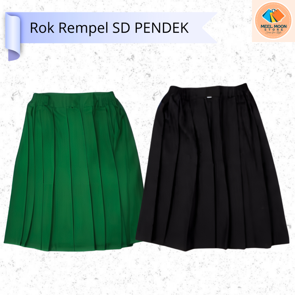 Seragam Sekolah Rok Rempel SD Pendek Bahan Optima Warna Hijau dan Hitam
