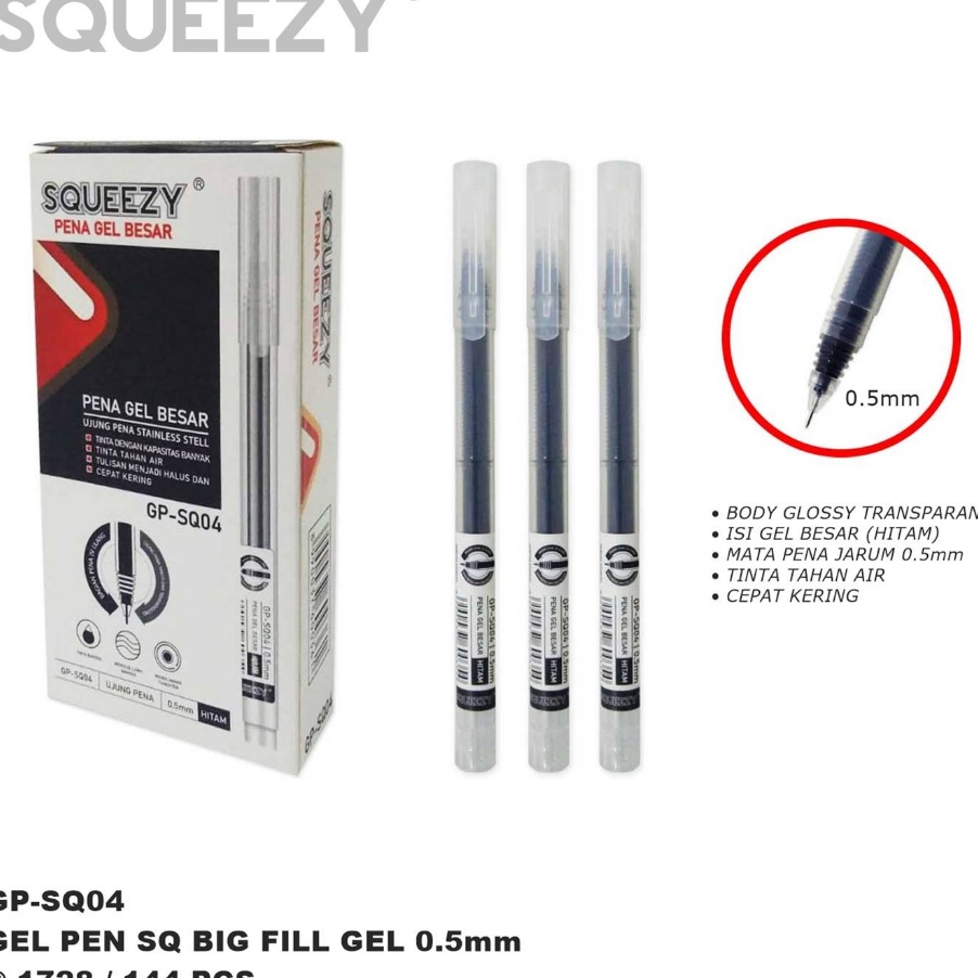 

BIG SALE Pulpen Gel Besar Tinta Hitam 5 mm isi 12 pcs Pulpen isi tinta banyak