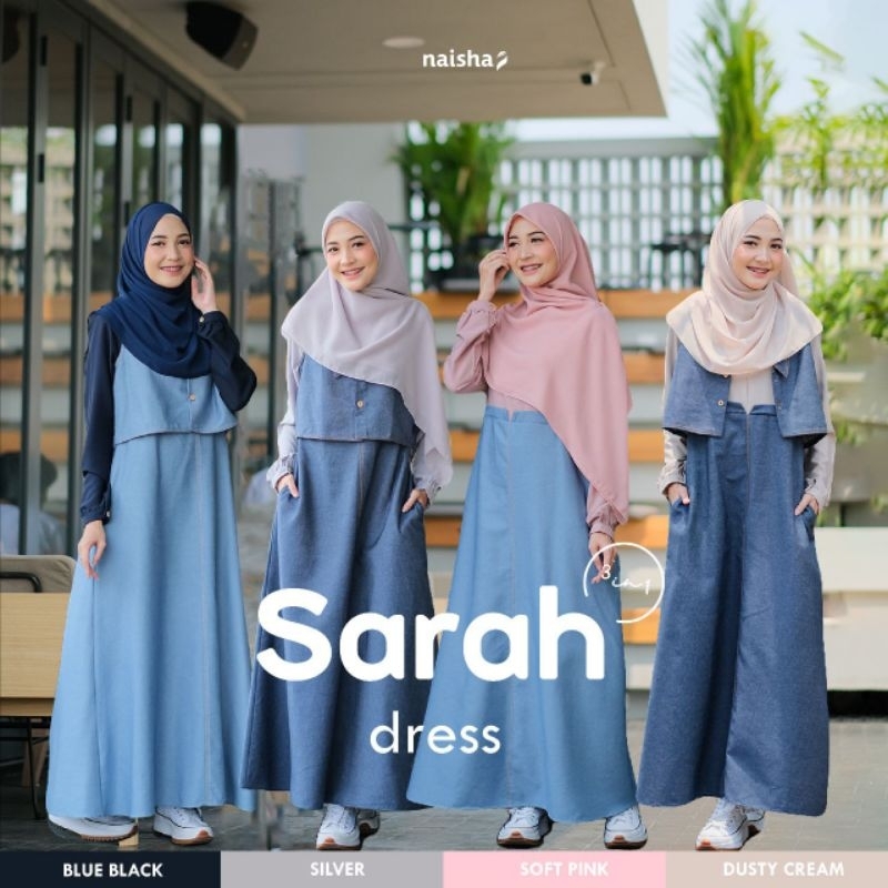 naishalabel_ Jeans Dress Jeans Sarah Overall Levis Gamis Dan Outer Denim Busana Muslim Wanita Muda K