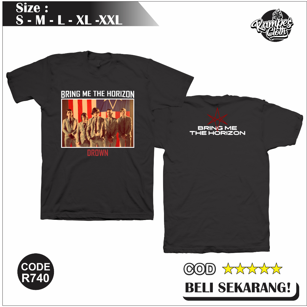 Kaos Distro BRING ME THE HORIZON DROWN - KAOS BMTH Cotton Combed 30s Premium R740